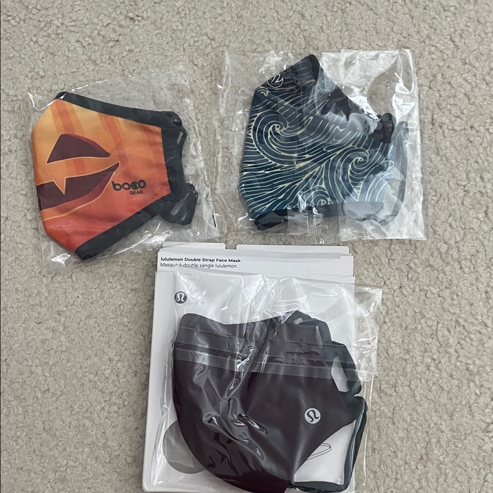 Lululemon, Bogo gear and InknBurn face masks. New